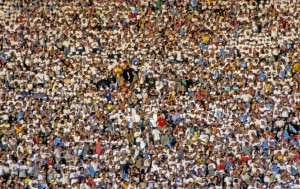 A photo of millions of people representing baby boomers
