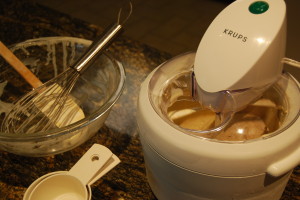 Making homemade coffee ice cream on National Ice Cream Day.  It was delicious!