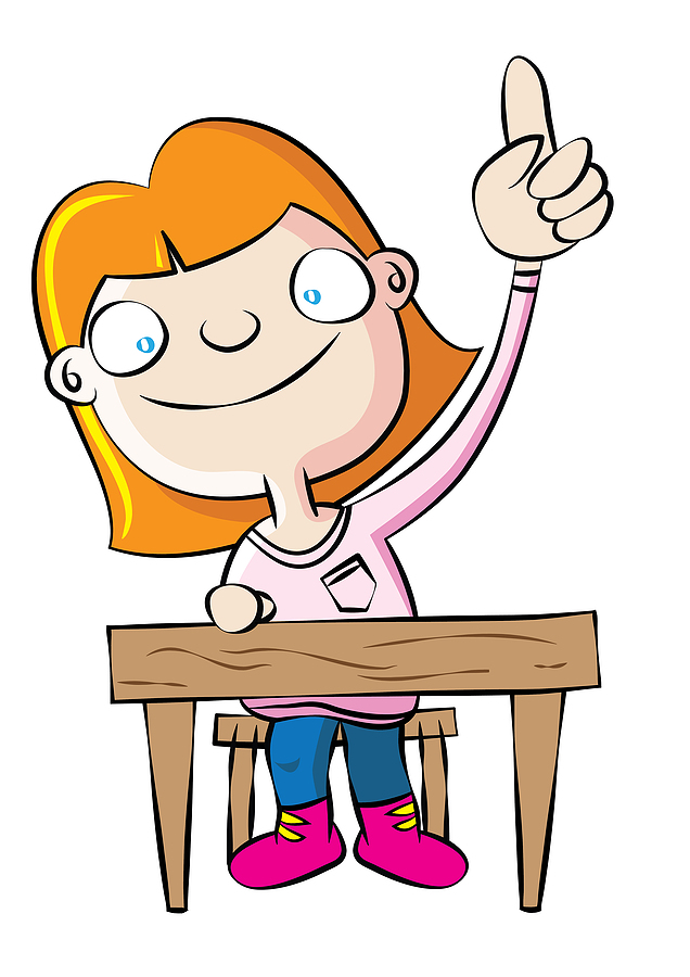 illustration of girl raising her hand to ask permission