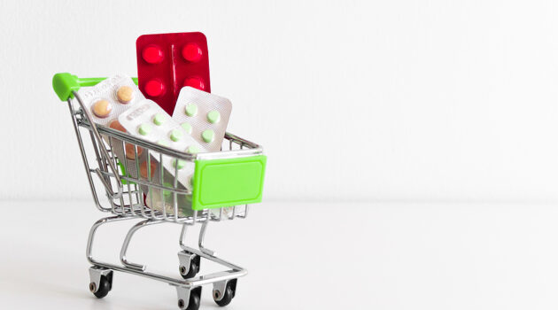 Shopping cart with drug to illustrate Medicare Part D plan shopping