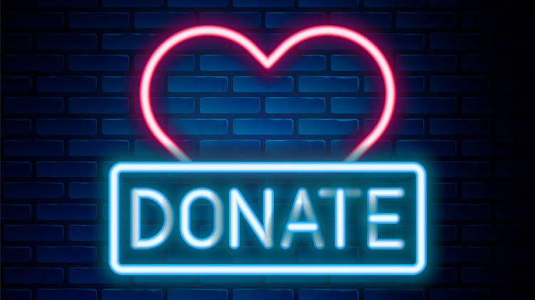 Image of a donate sign for choosing your charities