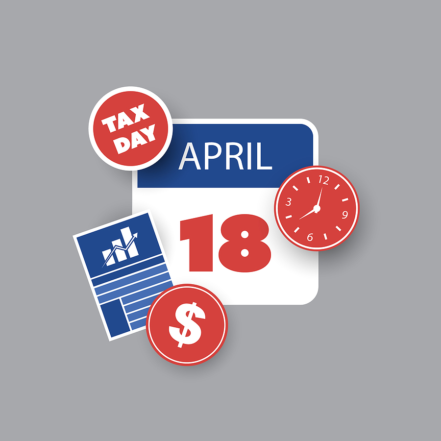 graphic with April 18 tax day 