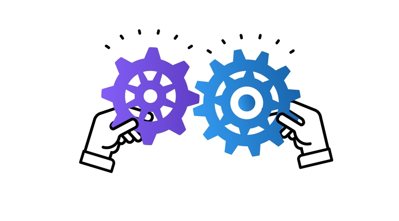 purple and blue gears representing the HSA-Medicare connection
