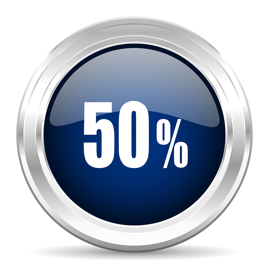 Large circle with 50 percent in the middle