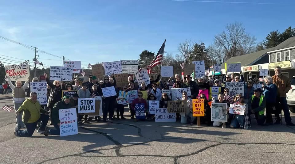 Photo of a large group of people who came out in support of Social Security on March 14, 2025 in Hanover MA