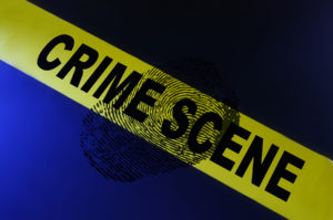 Crime scene tape with fngerprint