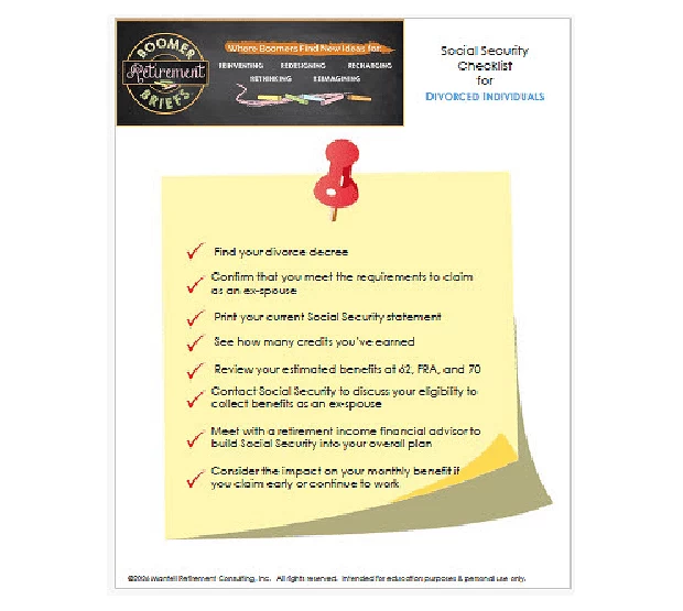 Checklist for social security for divorced individuals