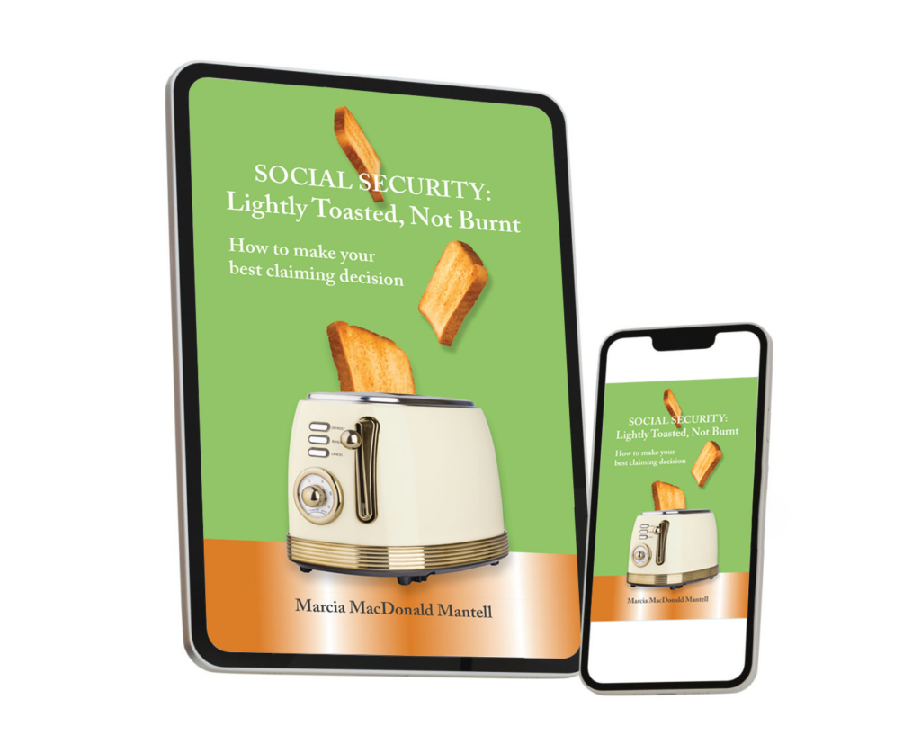 Cover of my book Social Security: Lightly Toasted, Not Burnt on a kindle and smart phone