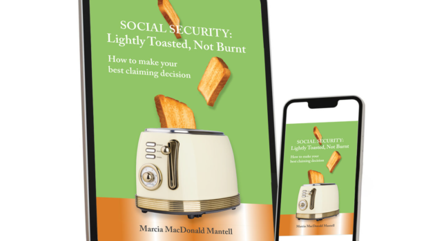 Cover of my book Social Security: Lightly Toasted, Not Burnt on a kindle and smart phone
