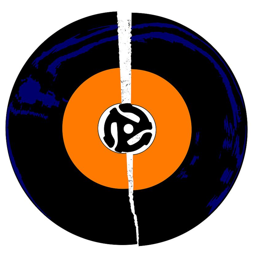an illustration of an old 78 record broken in half
