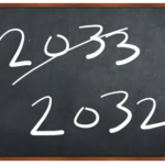 Chalkboard with the Social Security reserve date shown as 2032
